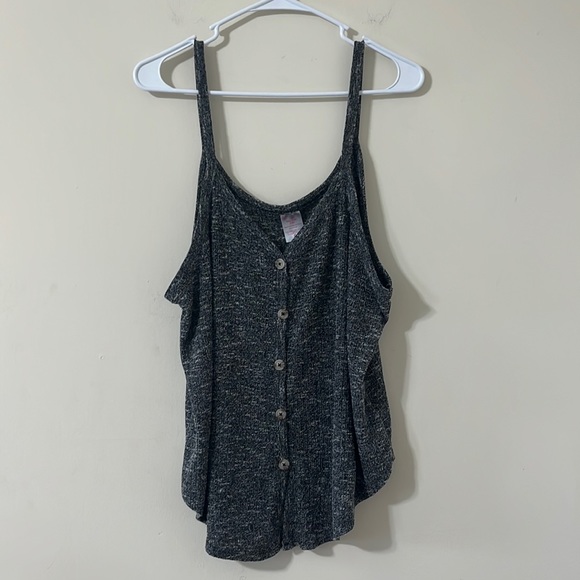 No Boundaries Junior’s Rib Knit Tie Front Grey Tank Top Size XXL - Picture 2 of 7